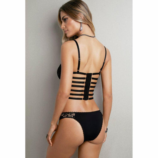 Black Guipure Longline Bra and Panty