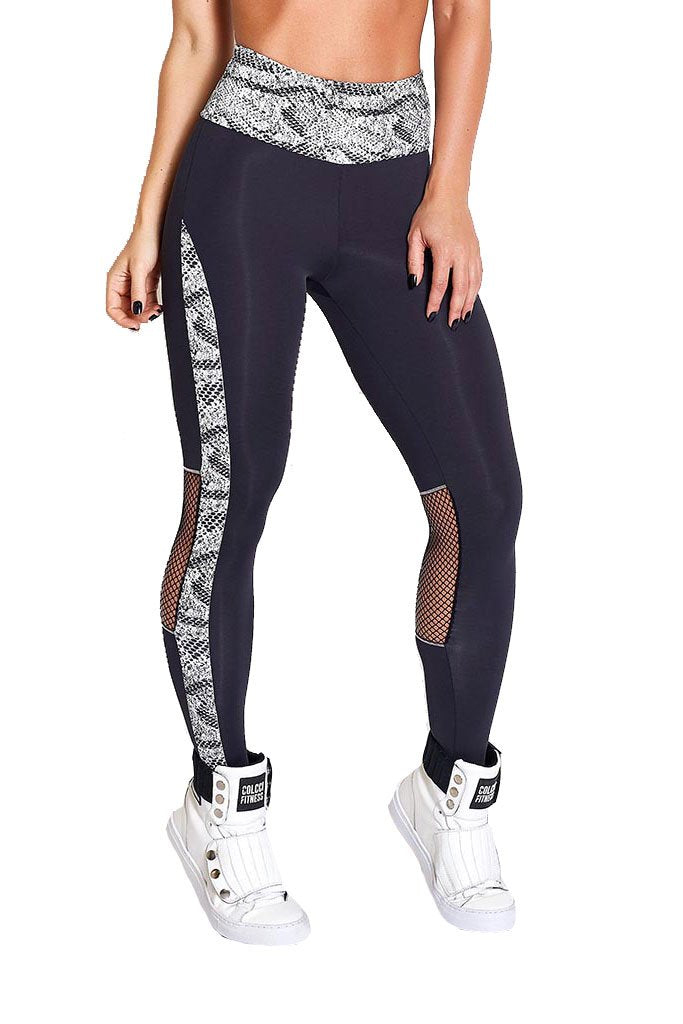 Colcci Fitness Snake Print Back Meshed Crossfit Leggings