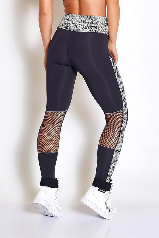 Colcci Fitness Snake Print Back Meshed Crossfit Leggings