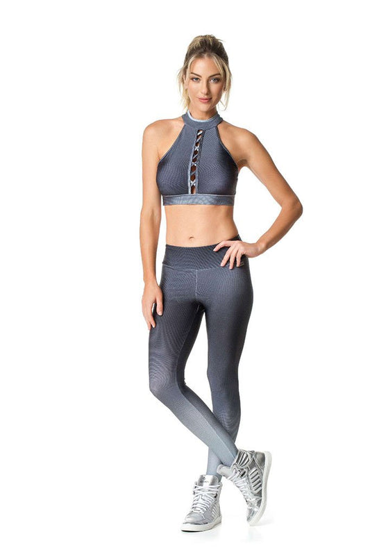 Vestem Shady Gray Gradient Breast Window Sexy Sports Bra