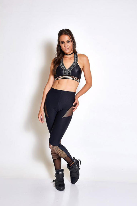 Colcci Fitness Full Black Shin Meshed Workout Pants