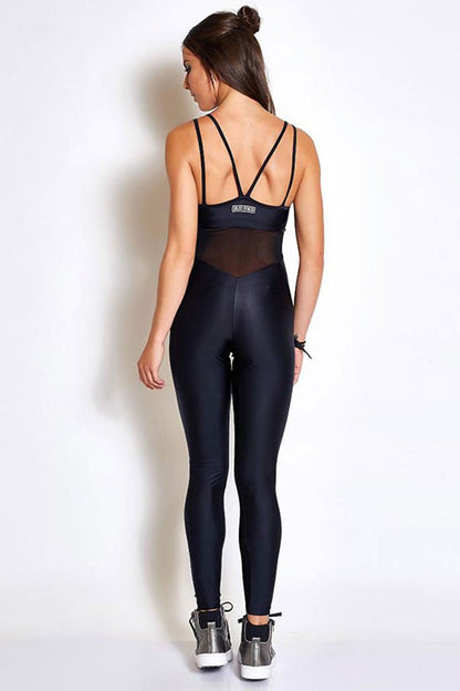 Colcci Fitness Waist Mesh Full Black Fashion Bodybuilding Jumpsuit