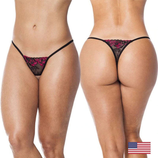 Crotchless Panties Red Lace Details