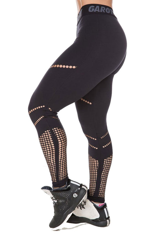 Garota Fit Cross Laser Black Workout Leggings