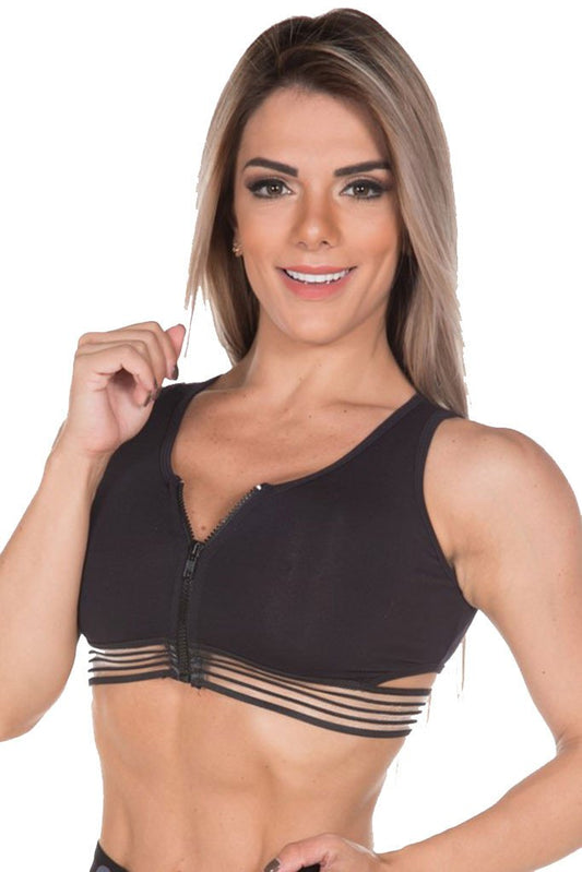 Garota Fit Sexy Black Gym Rocker Sports Bra