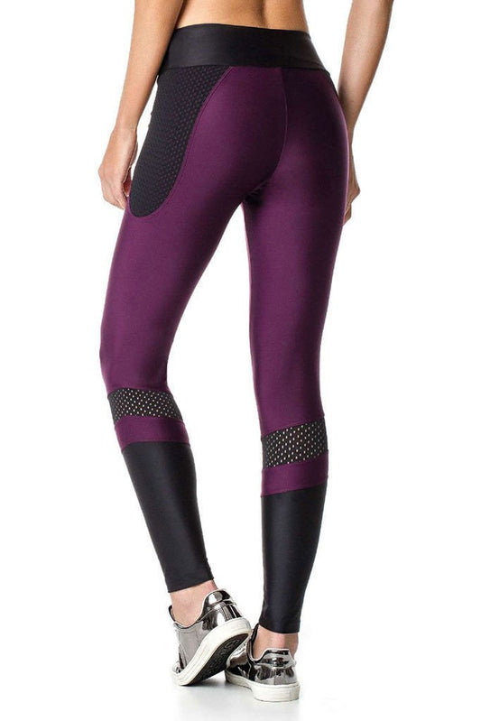 Vestem Black Cire Shin Meshed Hips Fashion Crossfit Legging
