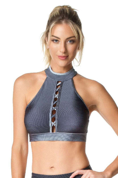 Vestem Shady Gray Gradient Breast Window Sexy Sports Bra